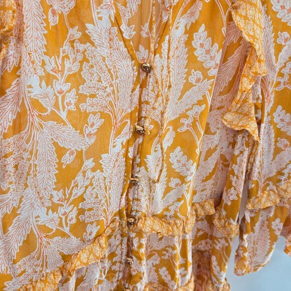 Anthopologie Orange Mia Tiered Boho 3/4 Tunic Top Size Small - Picture 9 of 13